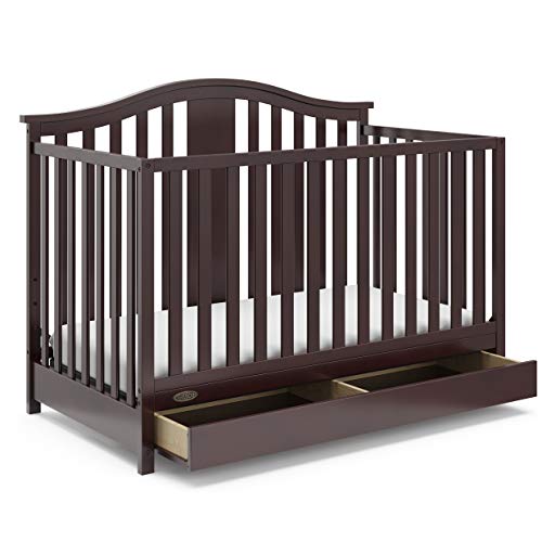 Graco Solano 4-in-1 Convertible Crib with Drawer (Espresso) – GREENGUARD Gold Certified, Crib with Drawer Combo, Includes Full-Size Nursery Storage - WoodArtSupply