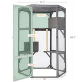 Catio Outdoor Cat Enclosures, Large Wood Cat House, Cat Enclosure Connect to Window with 2 Resting Box, 2 Platforms, 2 Scratching Pole FurrParner