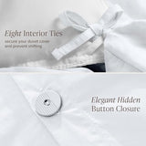 Bare Home 100% Organic Cotton Queen Duvet Cover Set - Crisp Percale Weave - Lightweight & Breathable - Cooling Duvet Cover Set (Queen, White) Bare Home