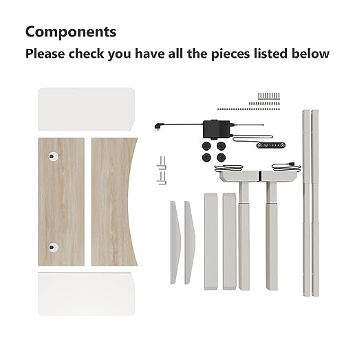 Sileye Electric Sit Dual Motor Height Adjustable, Memory Stand Up Desk with Drawer, Ideal for Daily Use at Home Office, Bedroom, 63x30 Inch, White and Oak Sileye