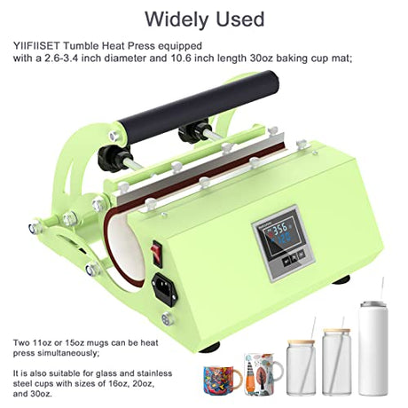 YIIFIISET 30oz Tumbler Heat Press Machine,Mug Press Machine for Stainless Steel, Ceramic, Glass Tumbler,Universal 11oz 15oz 16oz 20oz 30oz Tumbler Press YIIFIISET