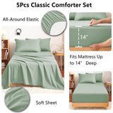 CozyLux Twin Comforter Set with Sheets Sage Green - 5 Pieces Bed in a Bag Twin, All Season Bed Set for Girls and Boys, Bedding Set with Down Alternative Comforter, Sheets, Pillowcase & Sham CozyLux
