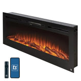 Touchstone Smart Electric Fireplace-The Sideline 50 Inch Wide-in Wall Recessed-30 Realistic Ember Color/Flame Options-1500W Heater w/Thermostat-Black- Log & Crystal Hearth Options -Alexa/WiFi Enabled Touchstone