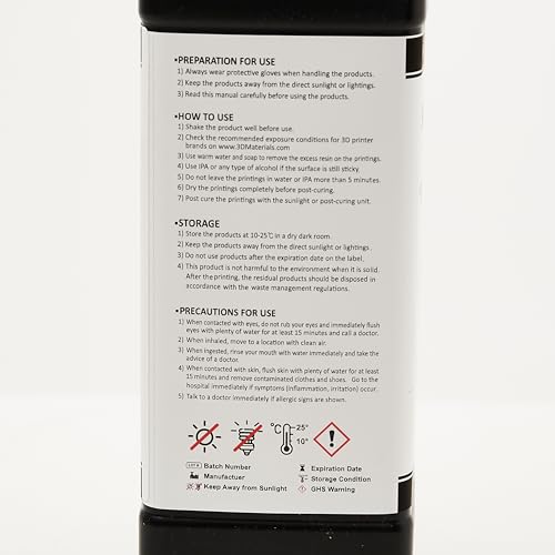 SuperFast 8K 3D Printer Resin Water Washable, 50um Print in 0.5 sec, Made in Korea by 3DMaterials (1000g, White) 3DMaterials