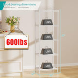 SINGAYE 5 Shelves Storage Shelf Wire Closet Bathroom Organizers Metal Pantry Kitchen Small Garage Shelving Unit Laundry Room Organization Home Corner Rack Estantes para Cocina White 10" Dx16 Wx55”H SINGAYE