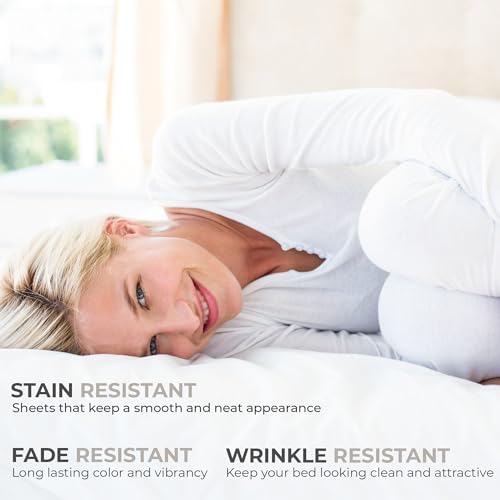 Sleepy Town Full Size Bed Sheets - 3 Piece - NO Flat Sheet Included - Full Sheet Set - Soft, Comfy & Cooling - Easy Care - Wrinkle & Fade Resistant - Brushed Microfiber - Deep Pocket Sheets (White) Sleepy Town