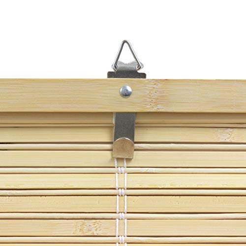 ORIENTAL Furniture Bamboo Cordless Window Shade - Natural 36" W Red Lantern