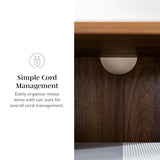 Walker Edison Saxon Mid Century Modern Glass Shelf TV Stand for TVs up to 65 Inches, 60 Inch, Walnut Walker Edison