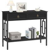 MAHANCRIS Console Table with 2 Drawers, Entryway Table with Storage Shelf, Entrance Accent Tables, 2-Tier Narrow Hallway Table, Behind Couch Table, for Entryway, Living Room, Hallway, Black CTBK6101 MAHANCRIS