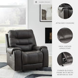 Signature Design by Ashley Trumble Modern Faux Leather Manual Rocker Recliner with Track Arms, Gray Signature Design by Ashley
