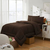 Dorm Room Essentials College Bedding Comforter Set 5 Piece Twin Size Bed in a Bag for College Students Boys and Girls, Twin, Chocolate Brown Sweet Home Collection