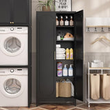 SteeLoong Kitchen Pantry Cabinet,75 Inch Black Metal Storage Cabinet with Door and Adjustable, Tall Pantry Cabinets for Kitchen Storage,Cupboard for Living Room,Dining Room and Bathroom SteeLoong