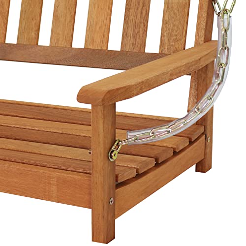 Sunnydaze 47-Inch 2-Person Meranti Wood Porch Swing with Hanging Chains - WoodArtSupply