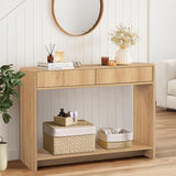 Entryway Table with Storage, Narrow Console Table with Drawers, 43.3' Couch Table Behind Sofa Long and Skinny for Living Room TV, Hallway Entrance Foyer, Mid Century Modern Boho Fluted Console Table affeivul