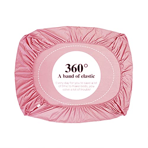 NHNHN Fitted Sheet-Deep Pockets-Soft Microfiber-Easy Care-Shrinkage and Fade Resistant-Fitted Sheets Twin Size for Girl Teens Kids-Only 1 Fitted Sheet (Twin, Blush) NHNHN