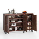 Giantex Buffet Cabinet Kitchen Storage Cupboard - 3 Door Sideboard with Adjustable Shelves, Cable Management Holes, Anti-Tipping Kits, Coffee Bar Console Cabinet for Living Room (Brown) Giantex