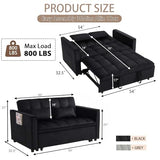 SUNPOKUILN 70" 3-in-1 Velvet Sleeper Sofa Bed, Convertible Pull Out Couch w/Adjustable Back, Armrests & Storage. Modern Black Futon for Living Room, Bedroom, Small Space - 2 Pillows Included Black SUNPOKUILN