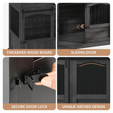 Homiflex 70.86" Double Dog Crate Furniture with Storage for 2 Medium Large Dogs Farmhouse Wooden Dog Kennel Furniture with 2 Sliding Doors Divider & Power Outlet Decorative Dog Cage TV Stand Dark Grey Homiflex