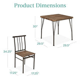 Best Choice Products 3-Piece Dining Set Modern Dining Table Set, Metal and Wood Square Dining Table for Kitchen, Dining Room, Dinette, Breakfast Nook w/ 2 Chairs - Dark Brown Best Choice Products
