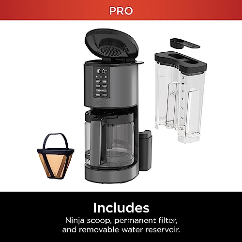 Ninja Programmable XL 14-Cup Coffee Maker PRO, 14-Cup Glass Carafe, Freshness Timer, with Permanent Filter, Black Stainless Steel, DCM201BK Ninja
