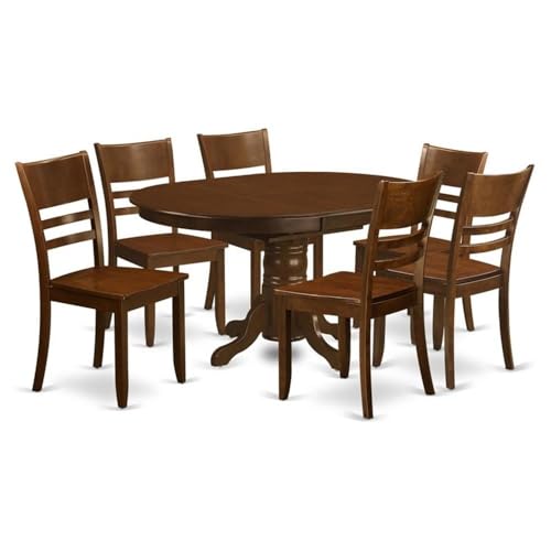 East West Furniture KELY7-ESP-W 7 Piece Dining Table Set Consist of an Oval Dining Room Table with Butterfly Leaf and 6 Wooden Seat Chairs, 42x60 Inch, Espresso East West Furniture