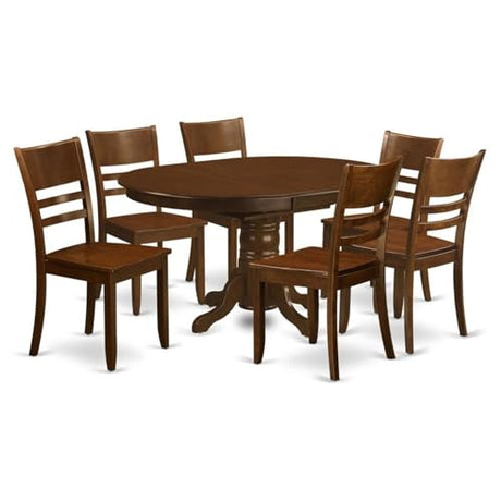 East West Furniture KELY7-ESP-W 7 Piece Dining Table Set Consist of an Oval Dining Room Table with Butterfly Leaf and 6 Wooden Seat Chairs, 42x60 Inch, Espresso East West Furniture