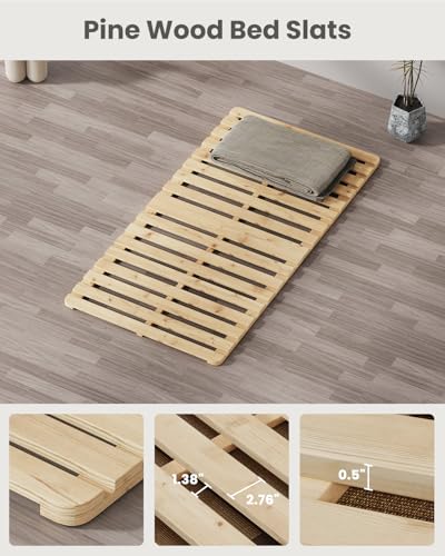 Meulbaty Bed Plate, Guest Tatami Bed Frame,Japanese Tatami Mat, Foldable Wood Slatted Floor Bed Frame for Futon Mattress, Breathable Moisture-Proof Floor Sleep Bedding (Twin) Meulbaty