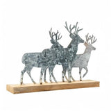 Glitzhome Christmas Reindeer Table Decoration, 12.81 Inches Metal Reindeer Decor with Wood Base, Farmhouse Galvanized Deer Decor for Home Rustic Xmas Mantle Shelf Desk Glitzhome