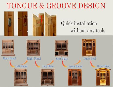 LTCCDSS Mahogany Outdoor Sauna 4 Person, Low EMF Far Infrared Sauna for Home, Withstand Outdoor Temp -10℉-149℉| 12 Low EMF Boards-Chromotherapy-Bluetooth Speakers (68.1 * 52.4 * 82.7 inch) LTCCDSS