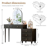 Ieejdn Black,Vanity Desk with Mirror and Lights,Makeup Vanity with Power Outlet and Adjustable Cabinet,Modern Makeup Table with 3 Drawers for Bedroom Makeup Room Ieejdn