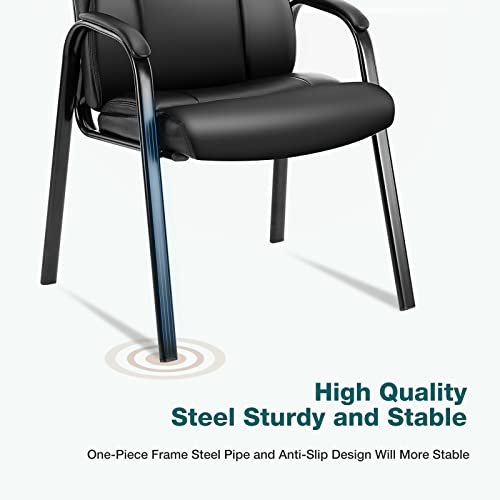 OLIXIS Waiting Room Reception Chairs Set of 8, Leather Office Desk Guest Stationary Side Chair with Padded Arms for Home Conference Lobby Area Meeting Church Medical Clinic Elderly Student OLIXIS