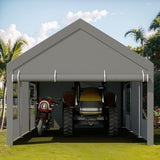 JY QAQA Carport, 12x20 FT Heavy Duty Carport with Roll-Up Window and Sandbags, Portable Garage with Removable Side Walls and Doors, Car Canopy with All-Season Tarp for Cars, Trucks, Boats, Grey JY QAQA PET