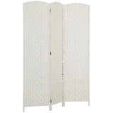HOMCOM Room Divider, 3 Panel Folding Privacy Screen, 6FT Tall Portable Wicker Weave Partition Wall Divider for Bedroom, Home Office, White HOMCOM