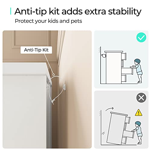 LINSY HOME White 5-Drawer Dresser - Modern Bedroom Chest with Wide Drawers, Wood Storage Organizer for Bedroom or Living Room LINSY HOME