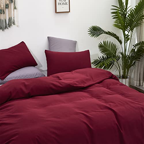 Luxlovery Burgundy Comforter Set Twin Maroon Dark Red Bedding Comforter Set Wine Red Soft Breathable Durable Blanket Quilts 3 Piece Burgundy Bedding Set for Teens Kids Twin Bed Luxlovery