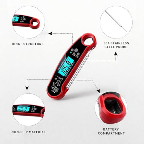 X&E Meat Thermometer Digital – Instant Read Food Thermometer for Cooking & Grilling – Professional Kitchen for Men, Dad & Mom X&E