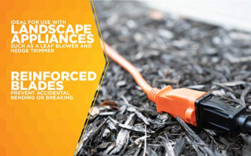 Woods 0723 16/2 SJTW General Purpose Extension Cord, Medium Duty, Ideal for Landscaping and Powering Appliances, Water Resistant Flexible Vinyl Jacket, Durable Molded Plug, 50 Foot, Orange Woods