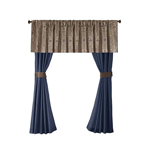 Madison Park Essentials Delaney 24-Piece Room In A Bag Comforter Set-Satin Jacquard All Season Luxury Bedding, Sheets, decorative pillows and Curtains, Valance, Cal King(104"x92"), Medallion Navy Madison Park