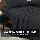 FreshCulture Twin Flat Sheet - Hotel Quality Twin Flat Sheet Only - Brushed Microfiber Top Sheet - Ultra Soft & Breathable - Wrinkle-Free - Easy Care - Single Flat Sheet (Twin, Black) FreshCulture