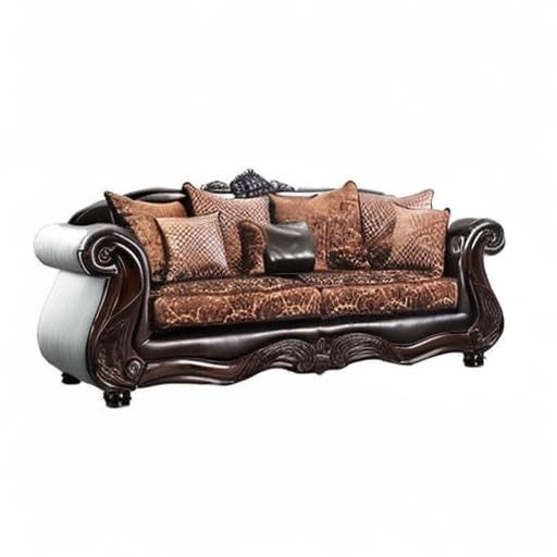 Furniture of America Eduard Traditional Faux Leather Cushioned Sofa in Brown Furniture of America