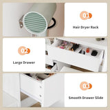 Loumernhant Vanity Set with Mirror and Adjustable Lights, Makeup Vanity Table with Built-in Charging Station, Vanity Desk with 4 Drawers, 4 Shelves, Vanity Bench for Bedroom-White Loumernhant