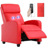 BestMassage | Recliner Chair | with 2 Point Massage Function | Pu Red | with Lumbar Support, Adjustable Push Back, Footrest & Padded Seat | Easy Assembly | for Living Room, Home Theatre