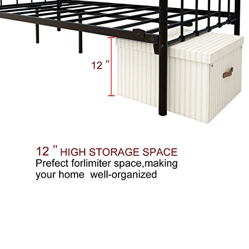 HOMERECOMMEND Metal Daybed Frame Twin Metal Slats Platform Base Box Spring Replacement Bed Sofa for Living Room Guest Room (Twin, Black) HOMERECOMMEND