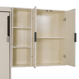 Quarte Queen Size Murphy Bed with Hydraulic Lift, Foldable Wall Bed with Sofa, Storage Shelves, USB Charging & LED Lighting, Space-Saving for Small Apartments Bedroom (Beige+Green Sofa) Quarte