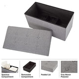 Folding Storage Ottoman - 30-Inch Tufted Footrest, Linen Chest, or Bench with Removable Bin for Living Room, Bedroom, or Dorm by Lavish Home (Gray) Lavish Home