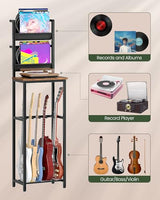 CHOEZON 70.5"H Multi Guitar Stand, Guitar Rack Record Player Stand Sturdy and Space-Saving, Guitar Display Holds 6 Instruments, Retro Industrial Style, for Home, Studio, Rustic Brown and Black TCJ18BF CHOEZON