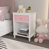 AOPNOMU Modern Nightstand, Kids Nightstand with One Drawer, End Table for Boys and Girls, Toddler Nightstand for Living Room, Bedroom (Pink) AOPNOMU