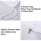 AveLom White Duvet Cover Queen (90 x 90 Inches)， 3 Pieces (1 Duvet Cover + 2 Pillow Cases) Stripe Zipper Closure Corner Ties Soft Washed Microfiber Duvet Cover for Men, Women AveLom