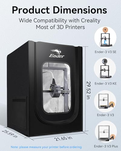 Creality Official 3D Printer Enclosure, Fireproof and Dustproof Tent Constant Temperature Protective Cover Compatible with Creality Ender 3/ Ender 3 V3 SE/Ender 3 V3 KE, 21.65”x 25.59”x 29.52 - WoodArtSupply