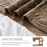 AJOCCI Velvet Quilt Set, Mocha Brown Velvet Quilt King Size Comforter Set, Luxury Bedding Soft Plush Bedspread, Machine Washable Coverlet, All-Season 3 Pieces AJOCCI